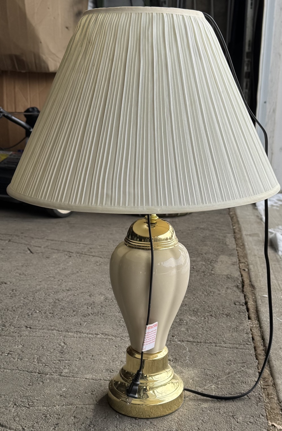 Cream Table Lamp with Pleated Shade