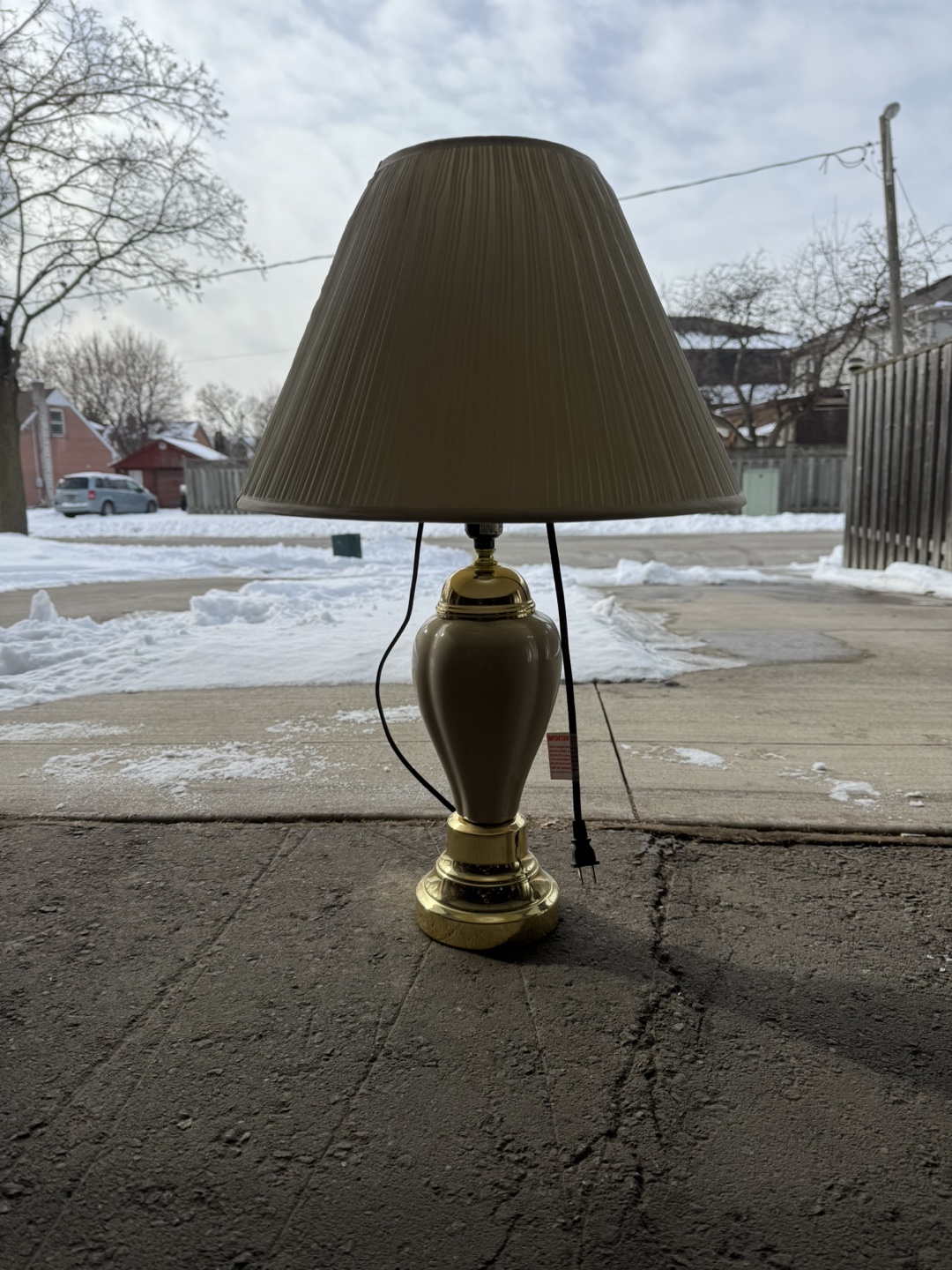 Cream Table Lamp with Pleated Shade - photo 2