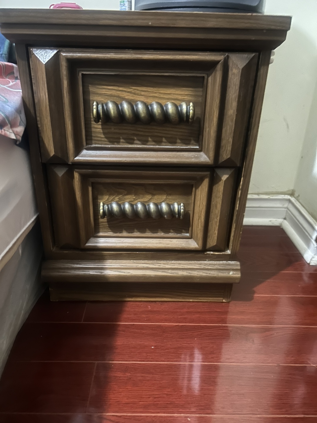 Two Vintage Wooden Two-Drawer Nightstands - photo 4
