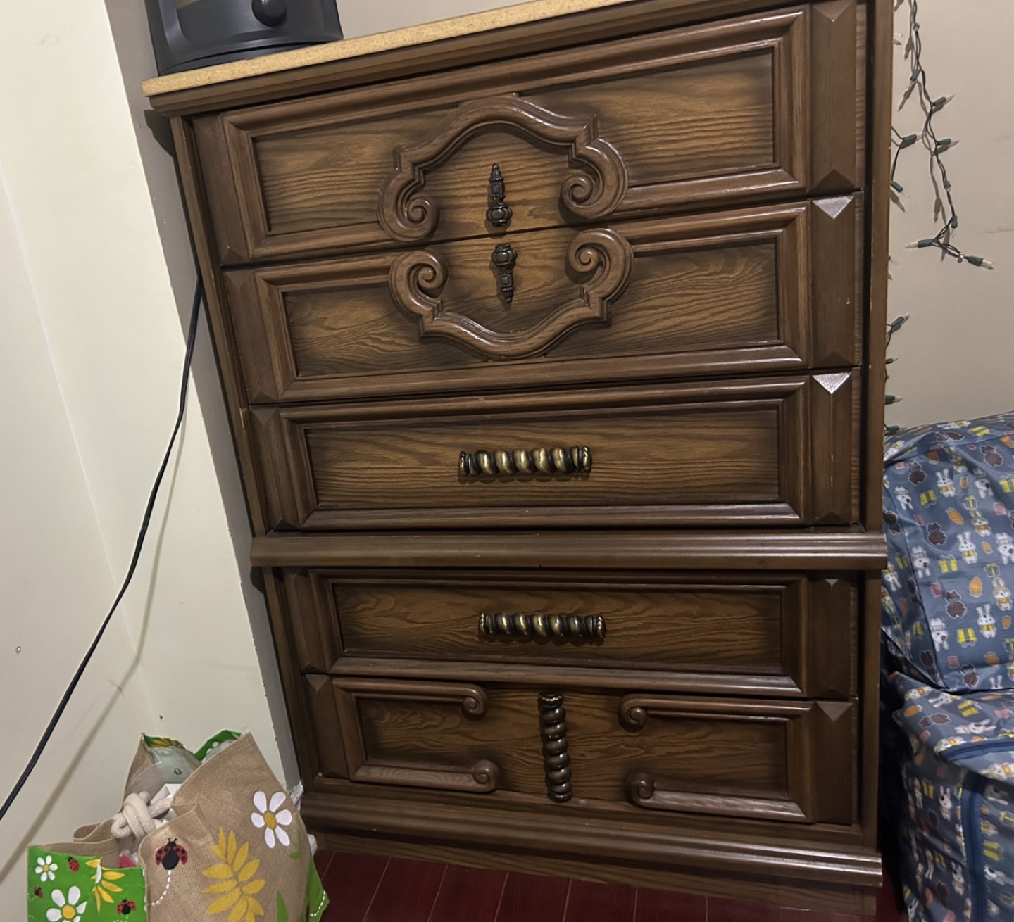 Vintage Wooden Five-Drawer Chest/Dresser