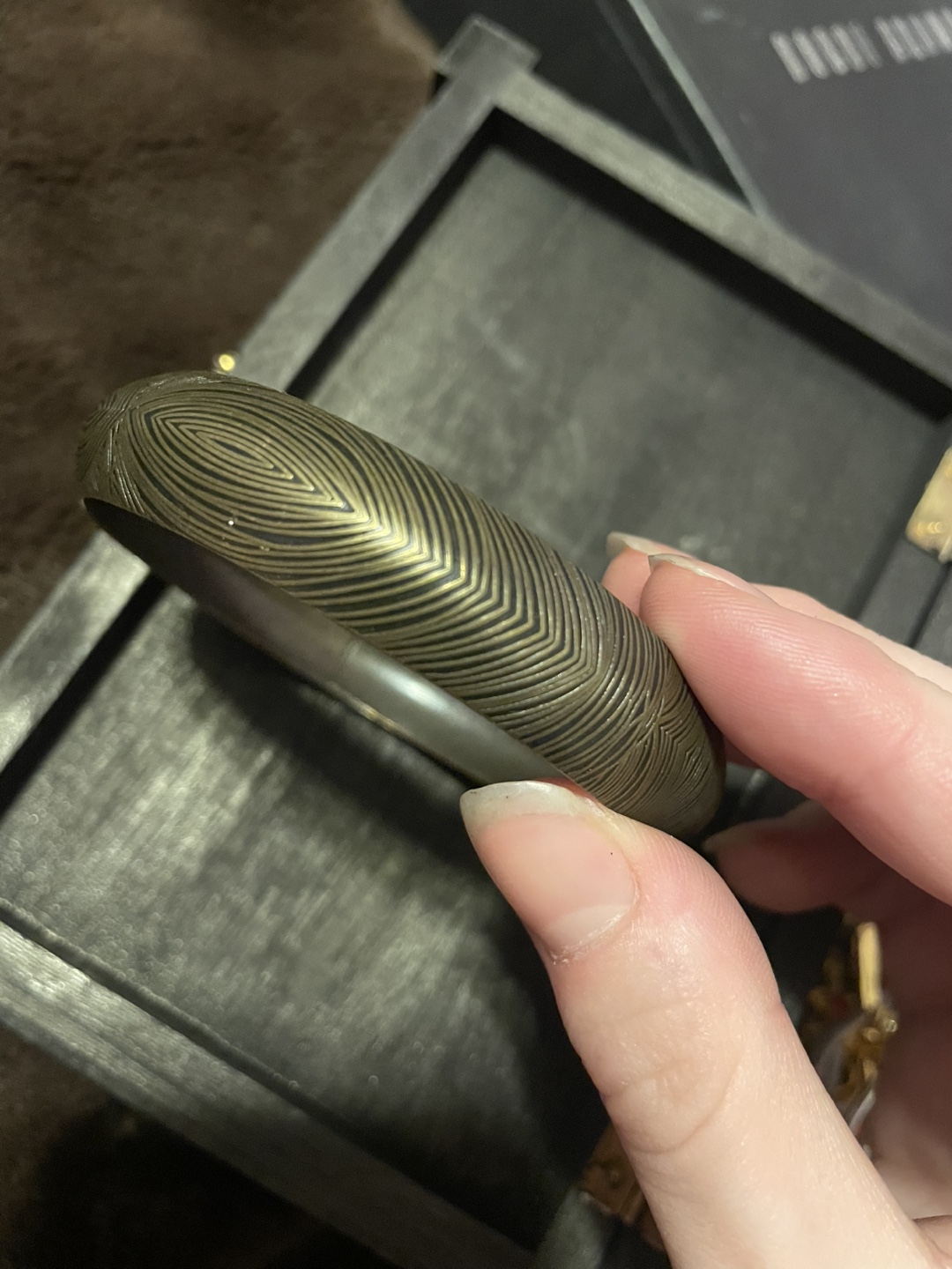 Gold-toned etched bangle bracelet