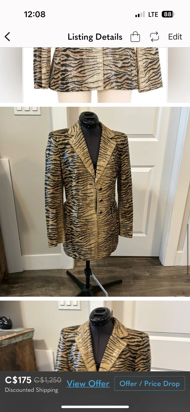 Vintage Escada animal print leather jacket - sz 36 (small) image indicator(5)