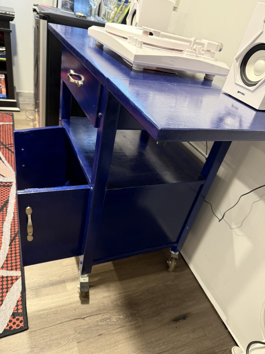 Blue Rolling Cart with Fold-Down Top - photo 3