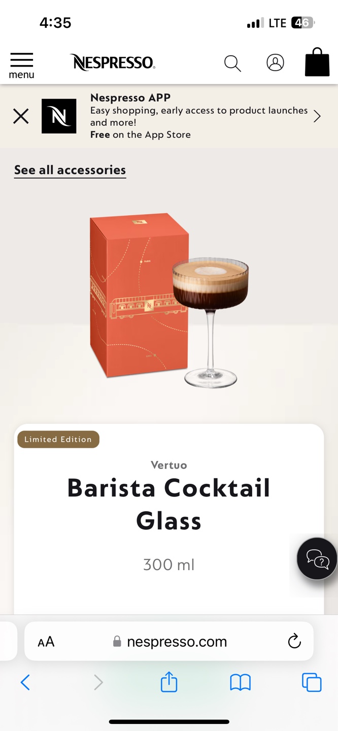 Nespresso Barista cocktail glass
