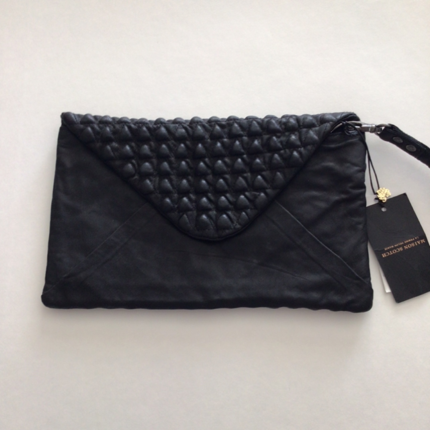 Maison Scotch Black Leather Clutch