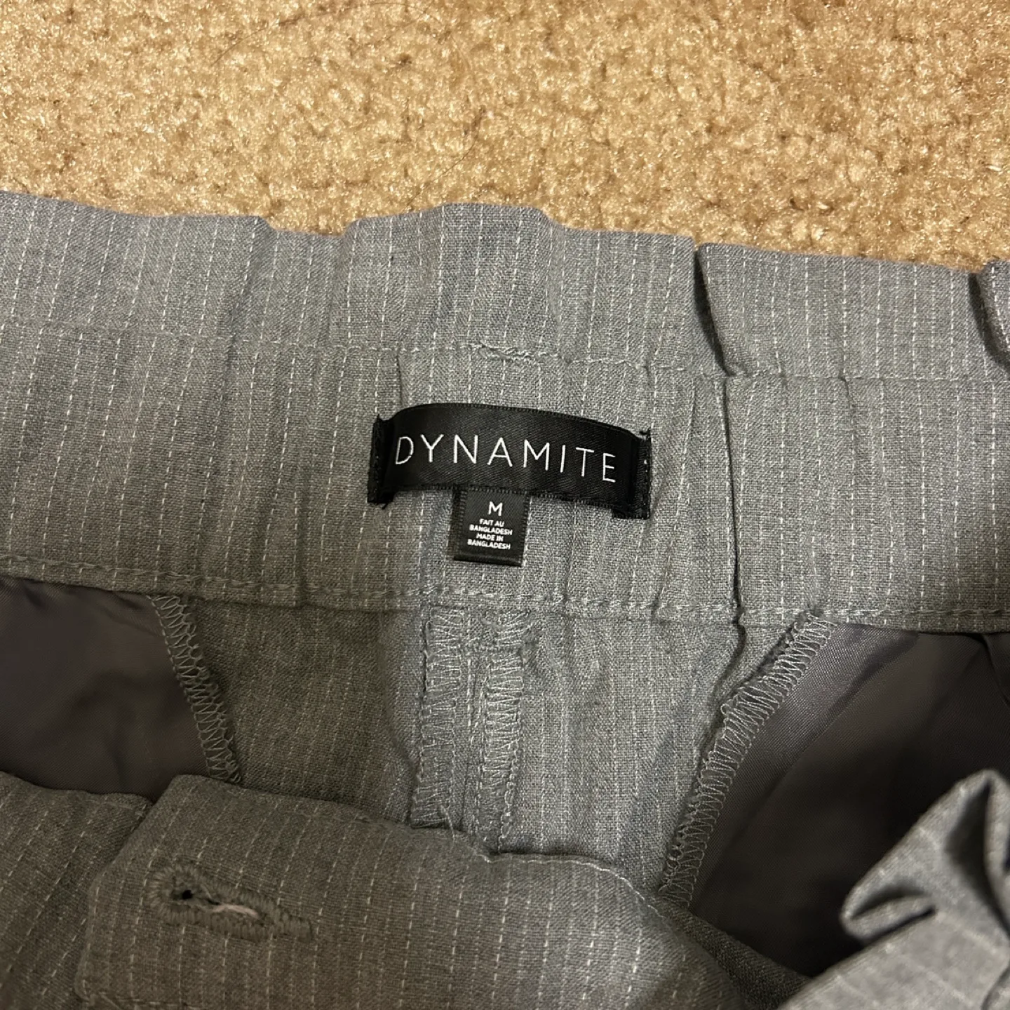 Dynamite - Grey Belted Pinstripe Work Pants (Medium) image indicator(3)