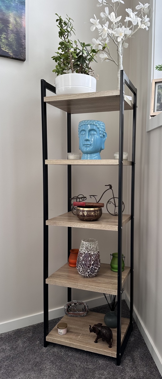 Five-shelf leaning bookcase with black metal frame - photo 2