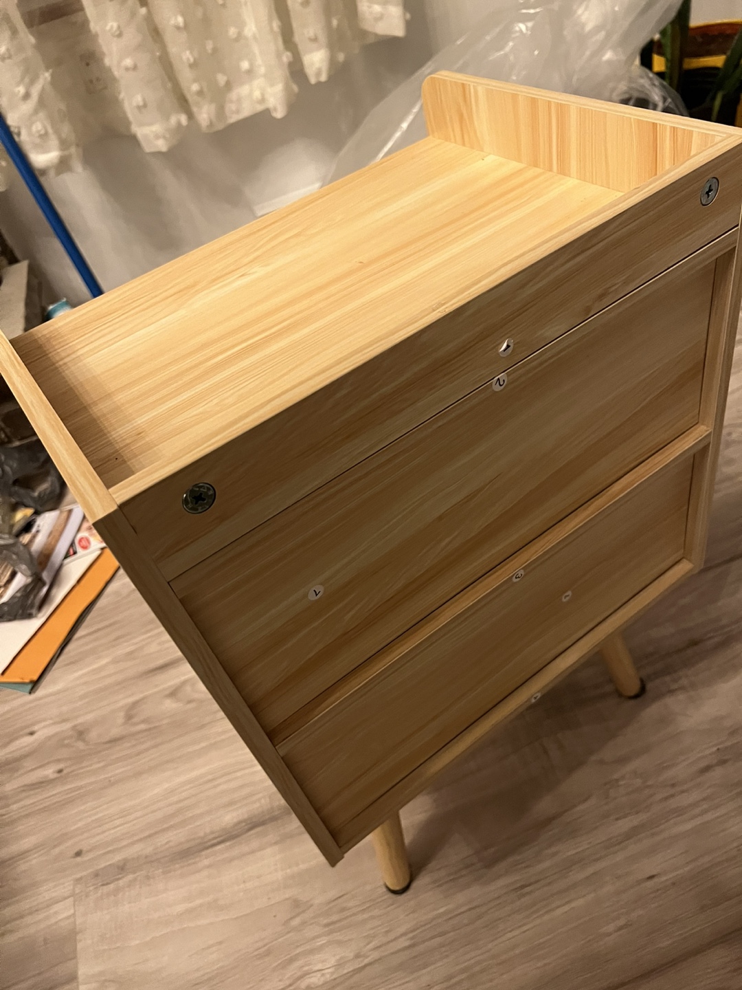 Wooden Nightstand with Drawer and Shelf - photo 2