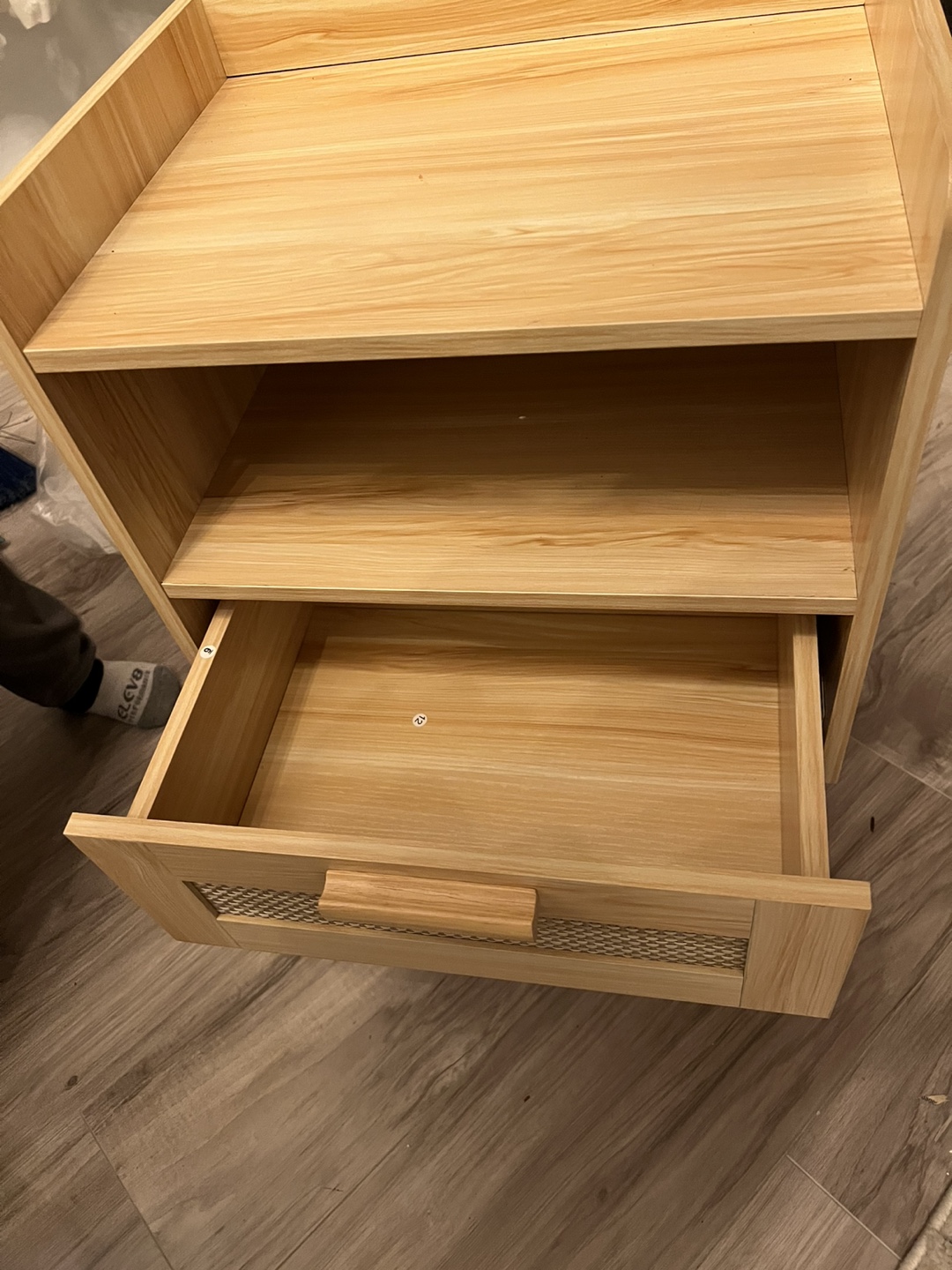 Wooden Nightstand with Drawer and Shelf - photo 3