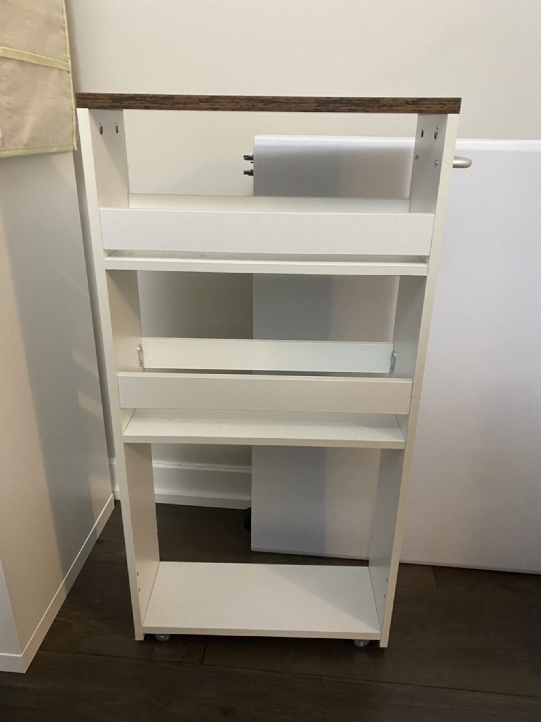 White Rolling Storage Cart with Shelves