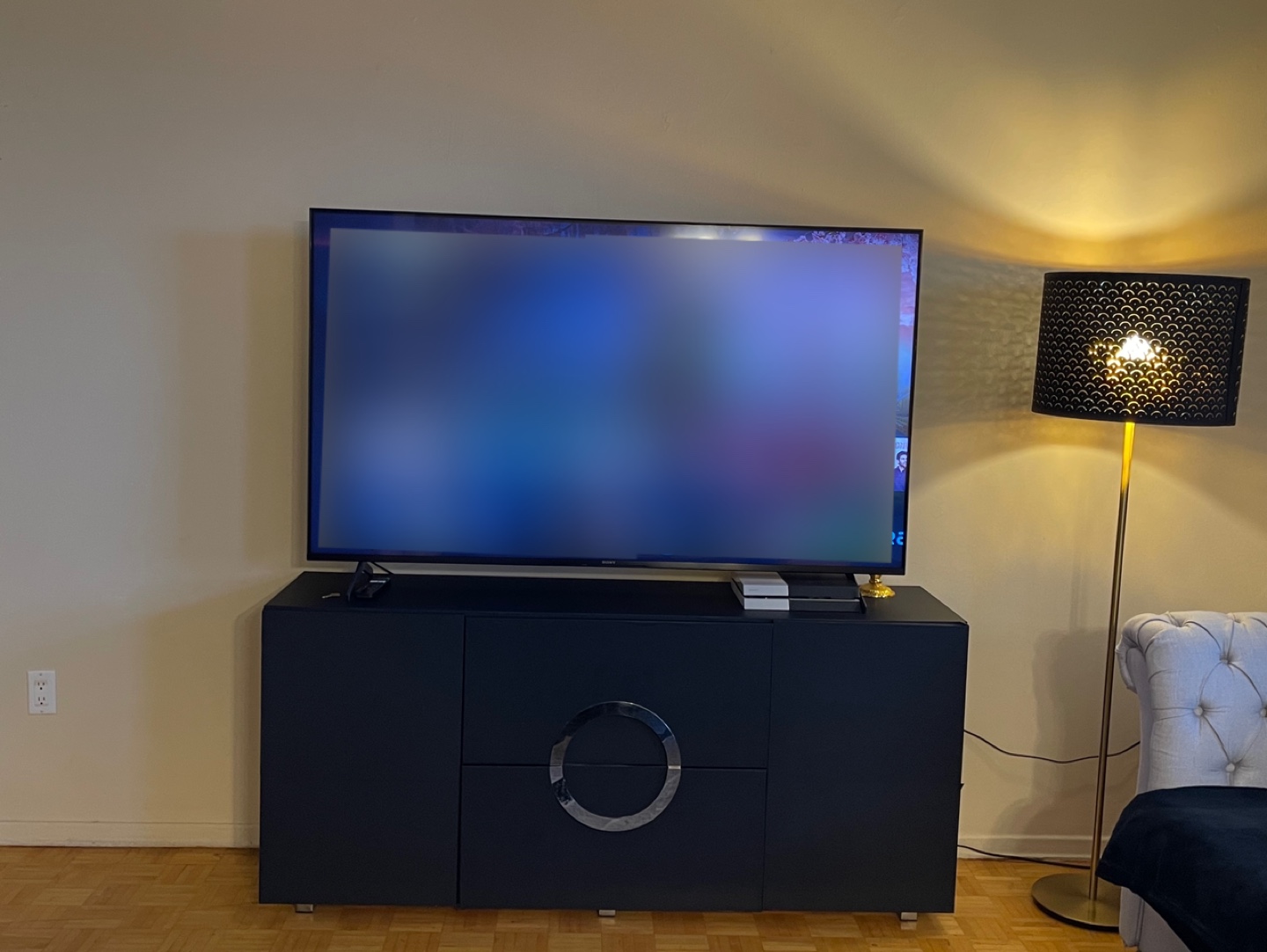 Modern Black TV Stand with Storage - photo 2