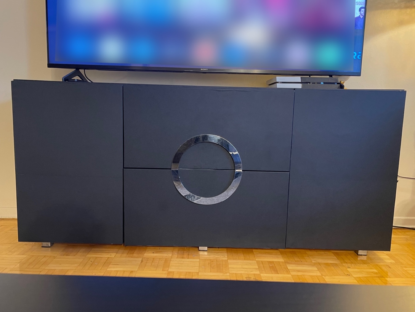 Modern Black TV Stand with Storage