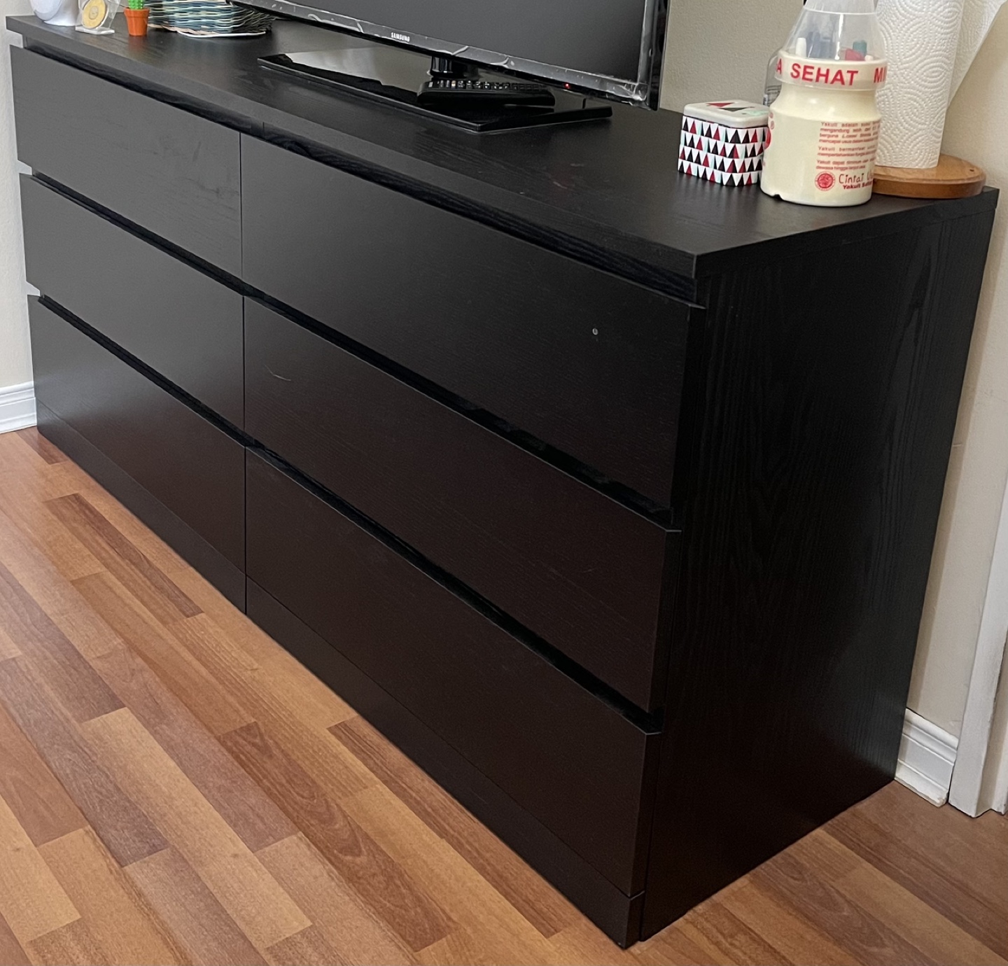 IKEA MALM 6-Drawer Dresser - Black-Brown