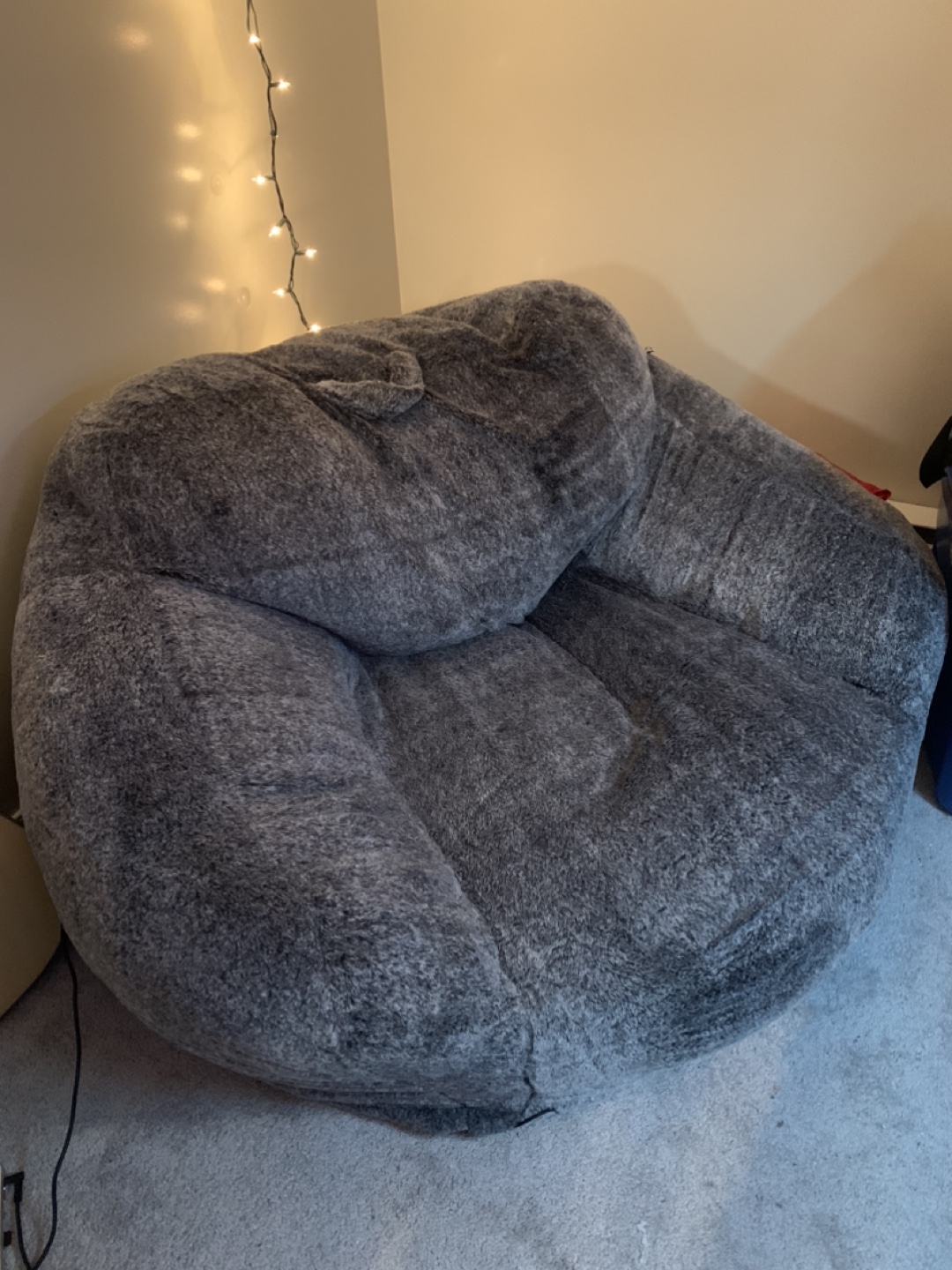 Grey Fluffy Lounger Chair