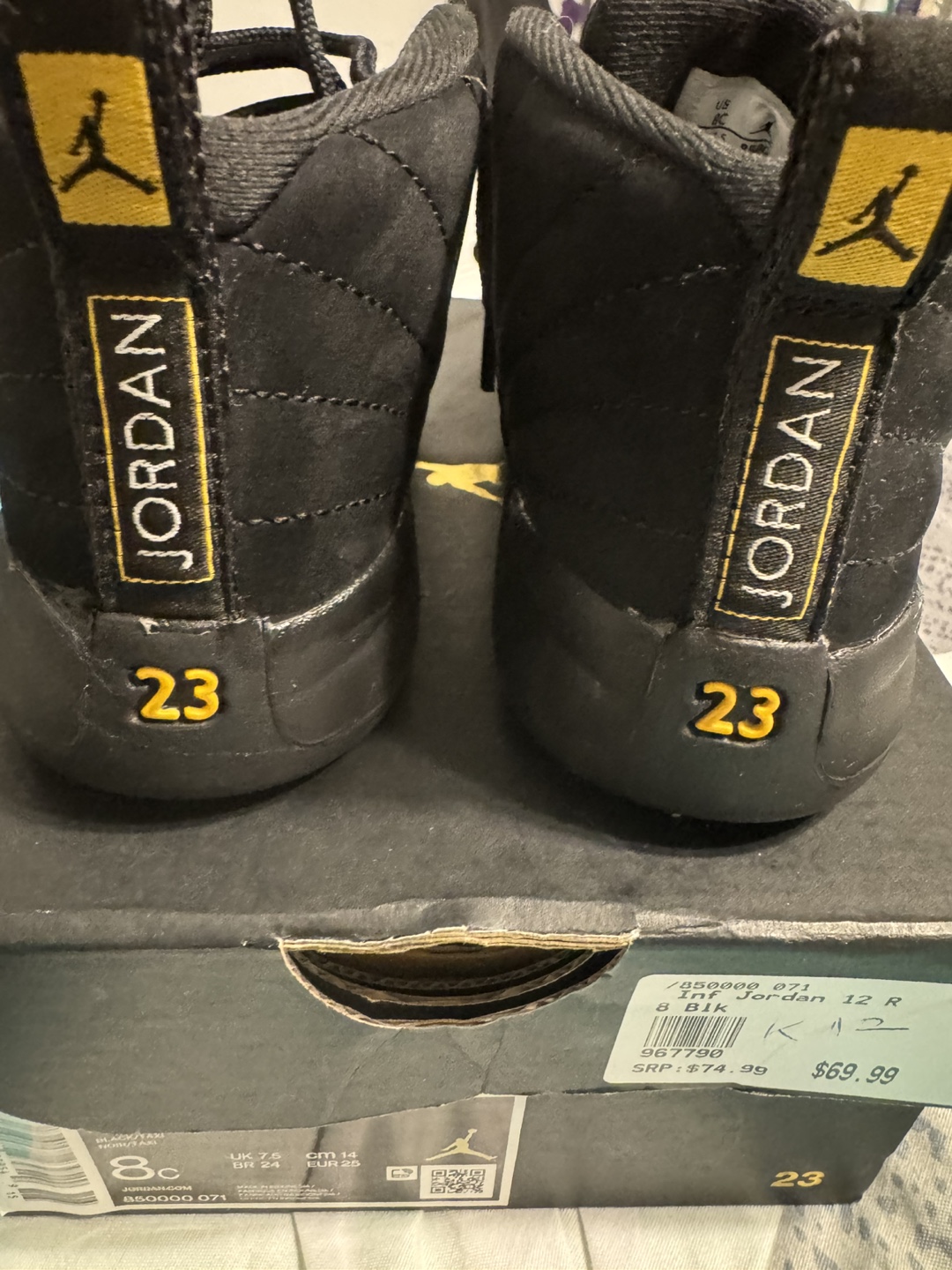 Jordan 12 Retro TD Black/Taxi 8C - photo 3