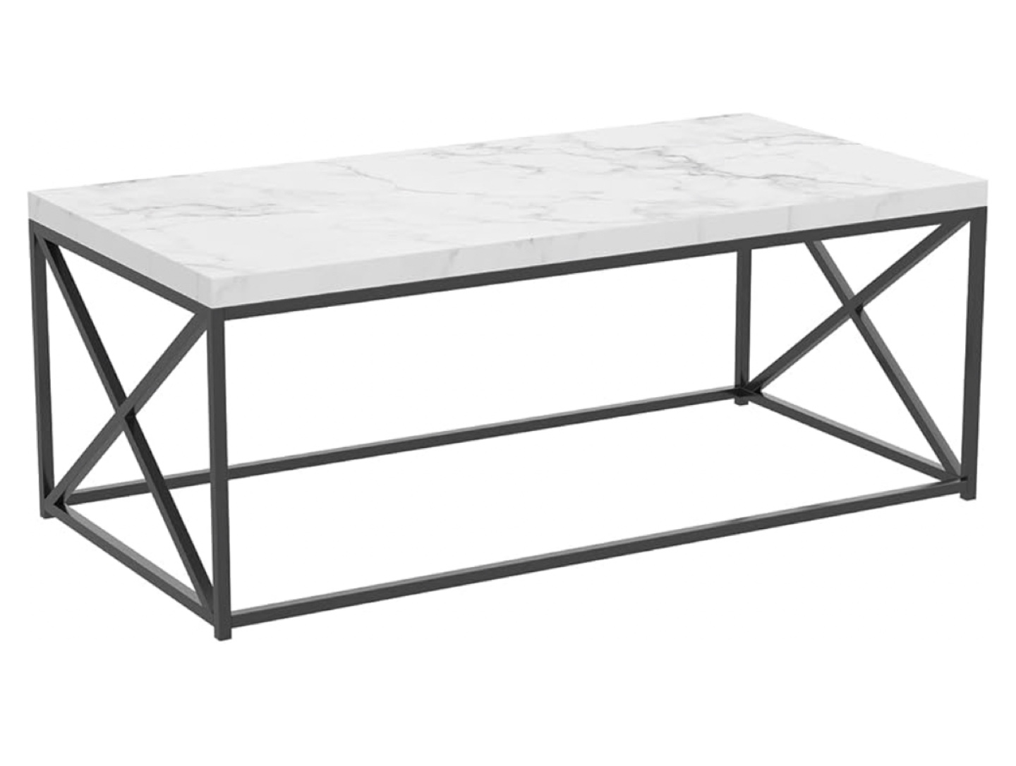 Modern Coffee Table - White Marble Top & Black Metal Frame - photo 3
