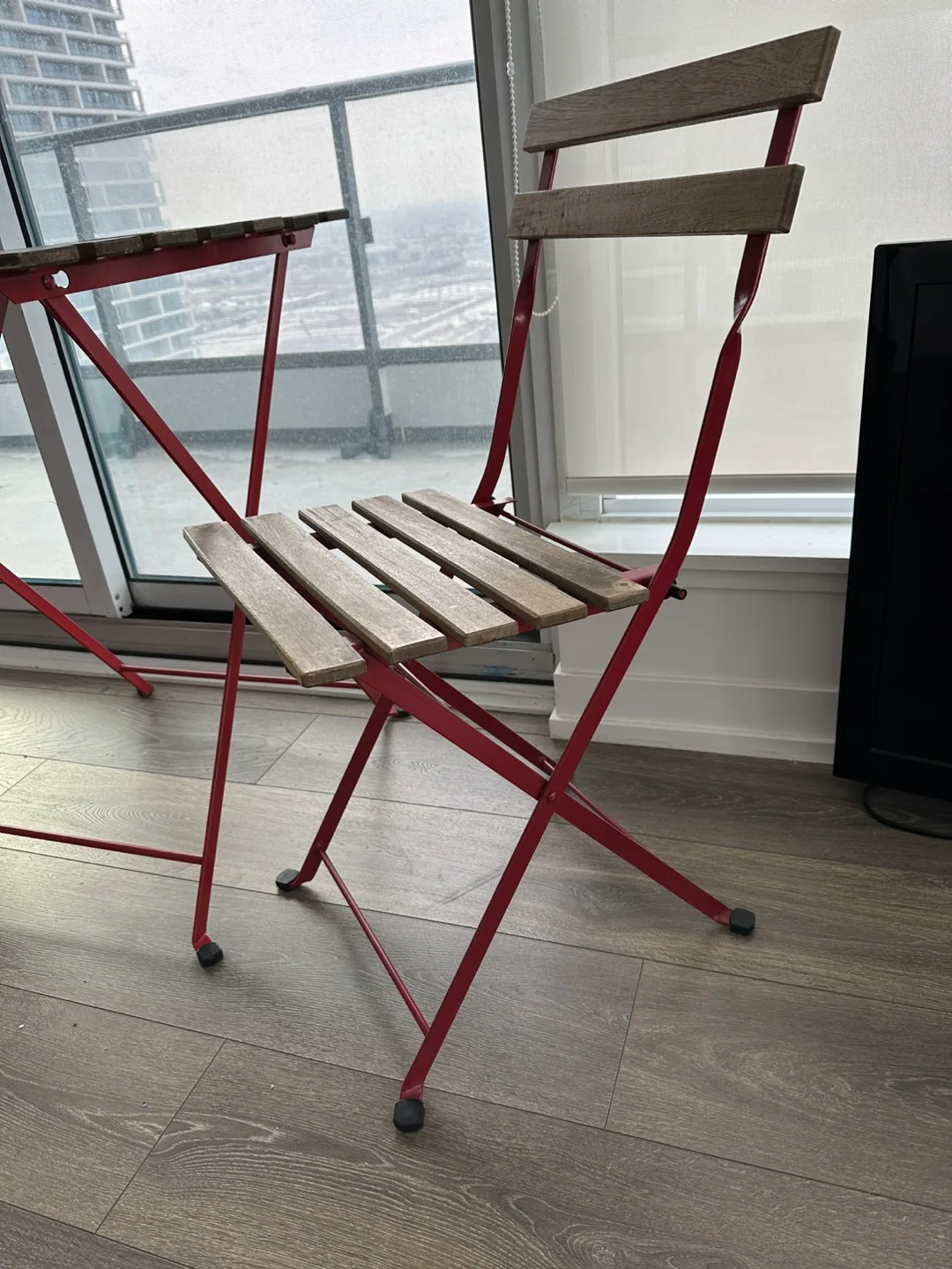 Red Metal Bistro Set - Table and Two Chairs image indicator(2)