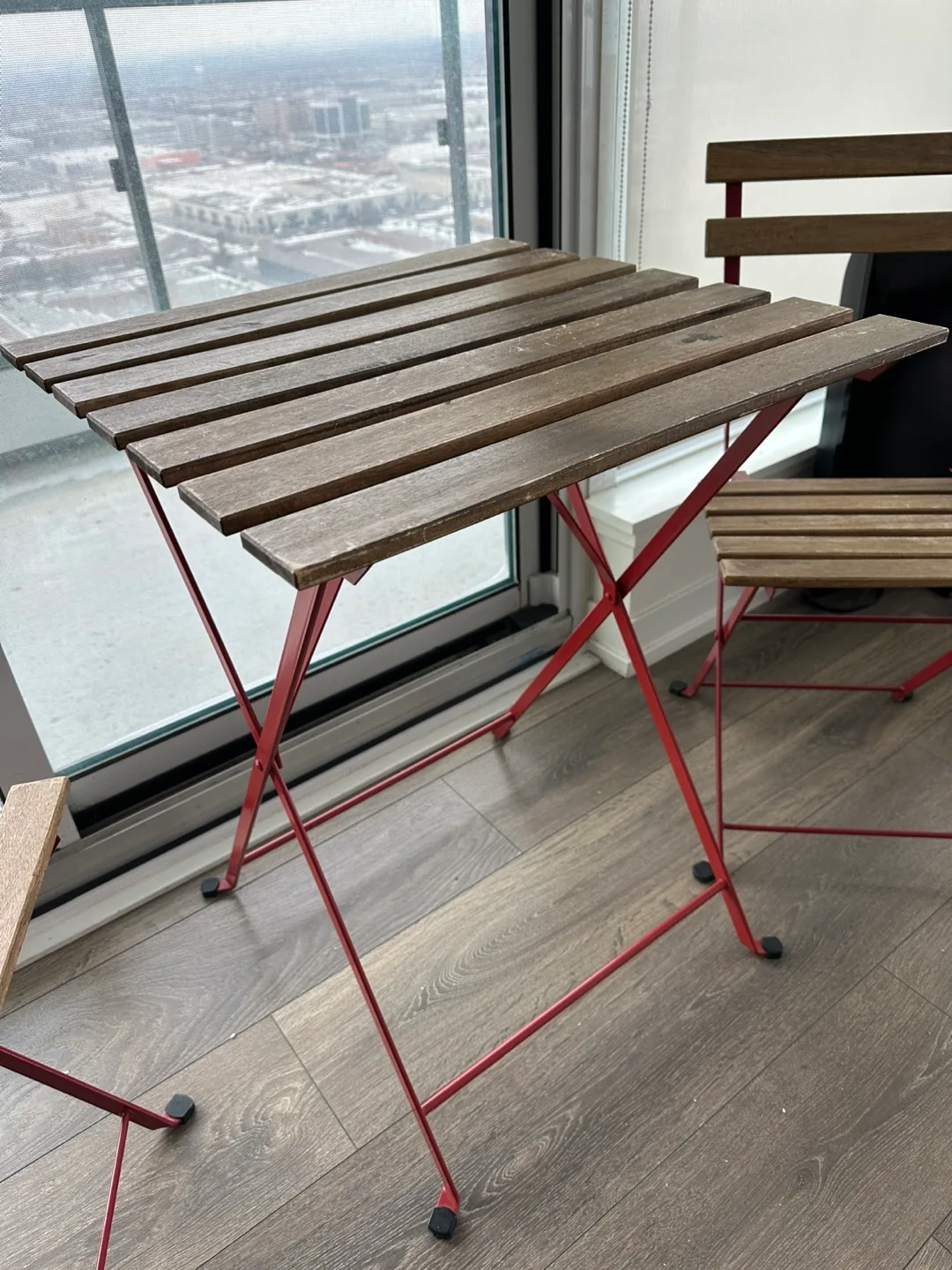 Red Metal Bistro Set - Table and Two Chairs image indicator(3)