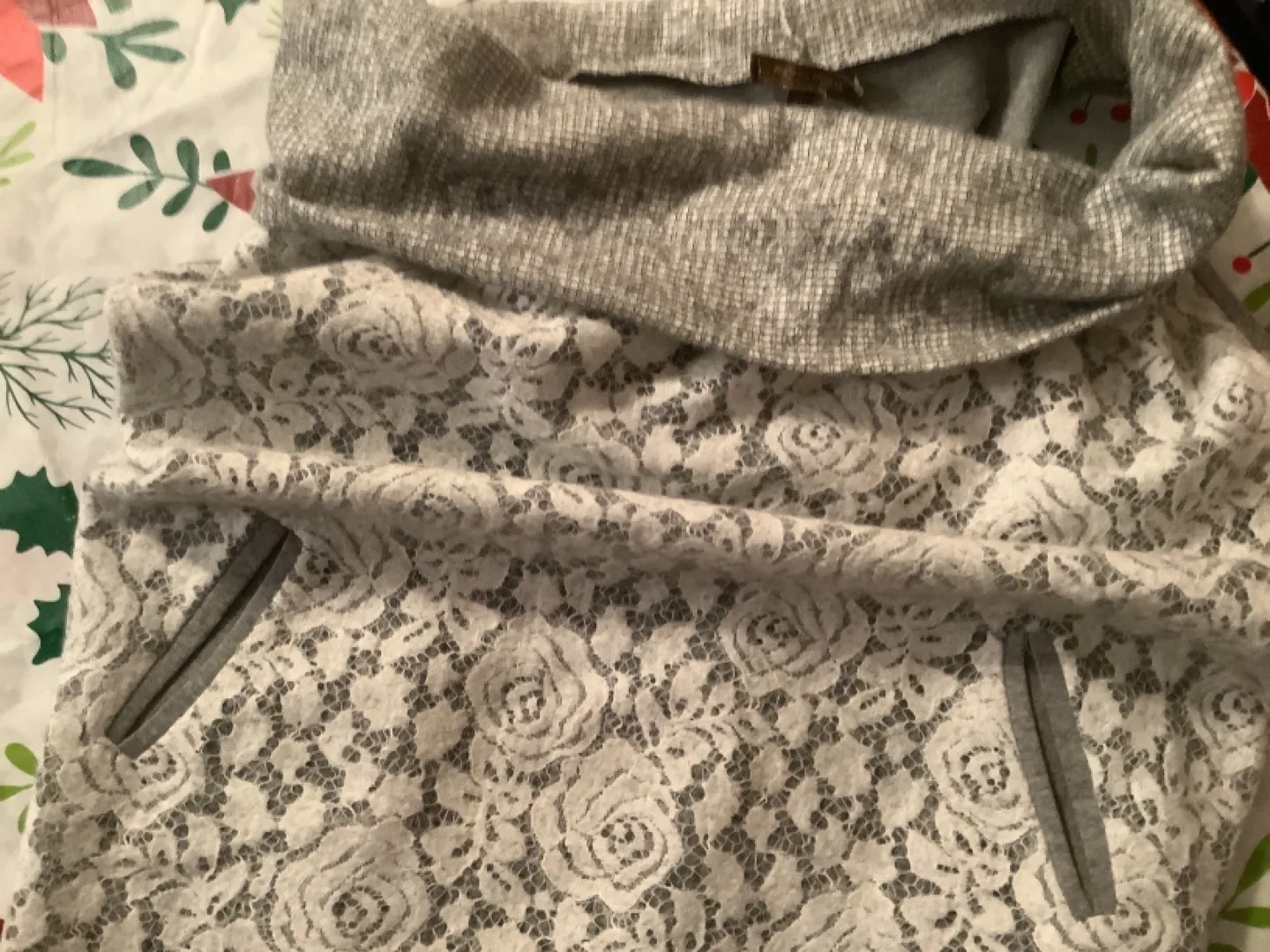 Grey Lace Overlay Sweater thumbnail