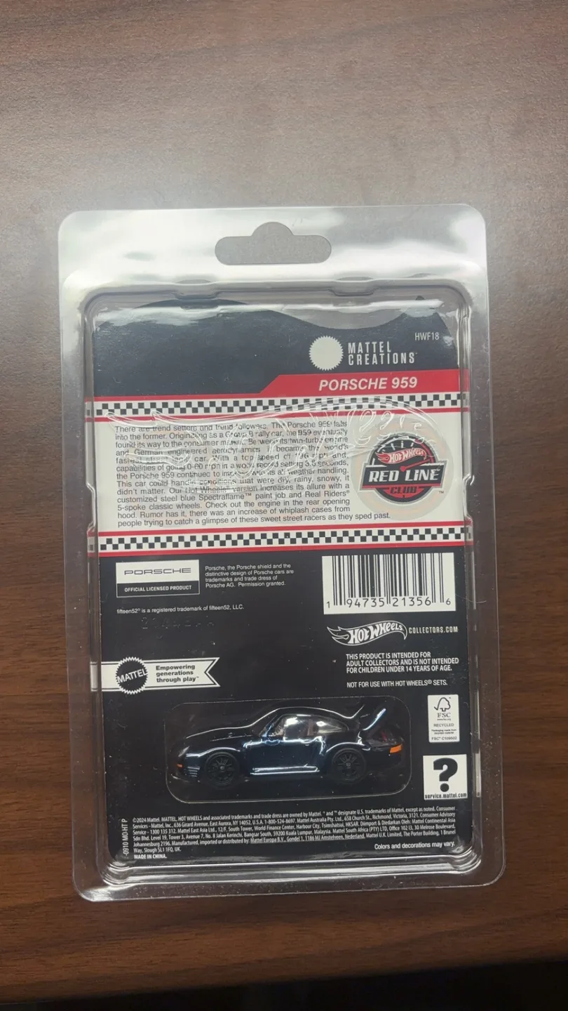 Hot Wheels Red Line Club Porsche 959 (Blue) image indicator(2)