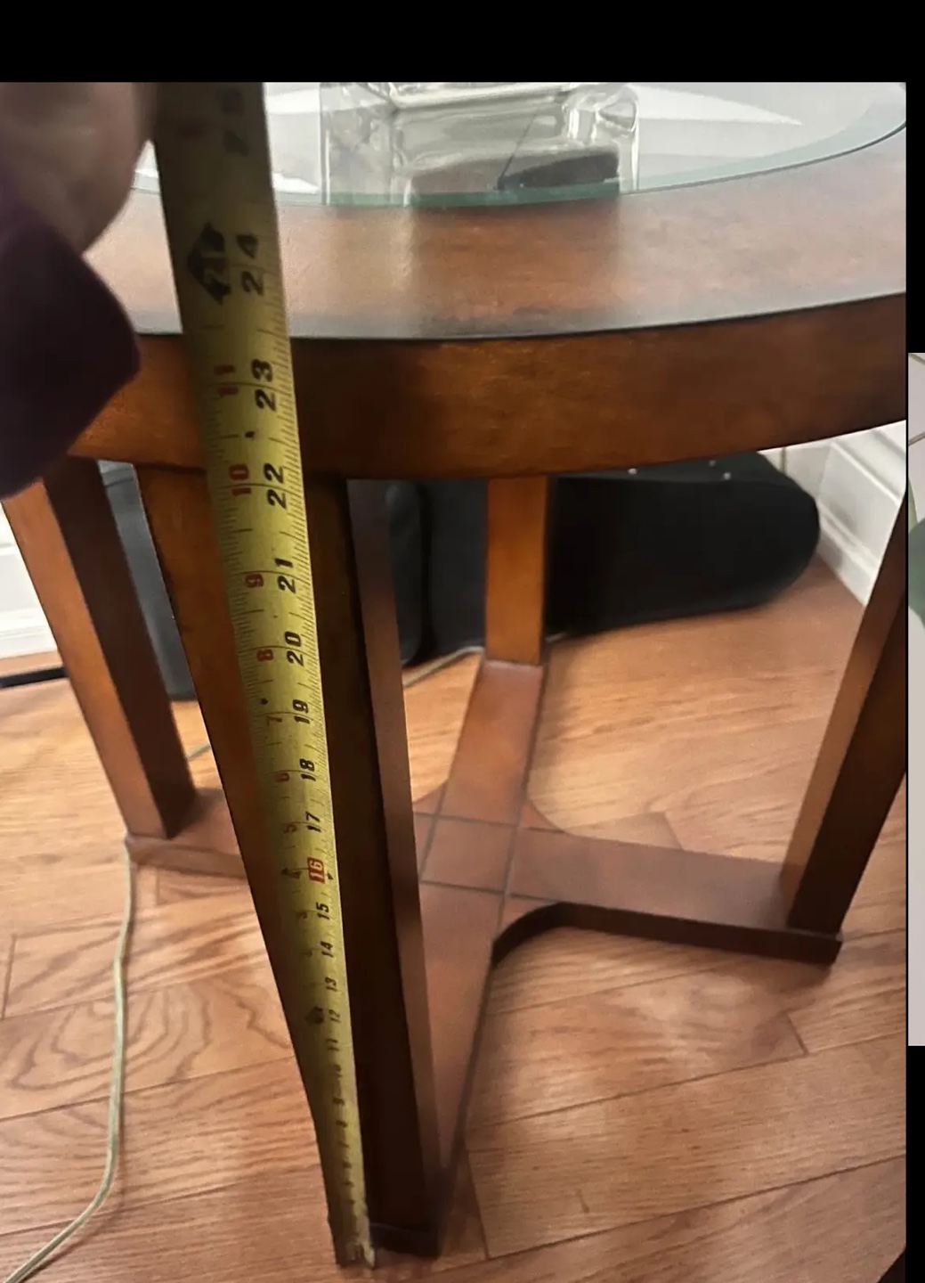 Round Glass Top End Table - photo 3