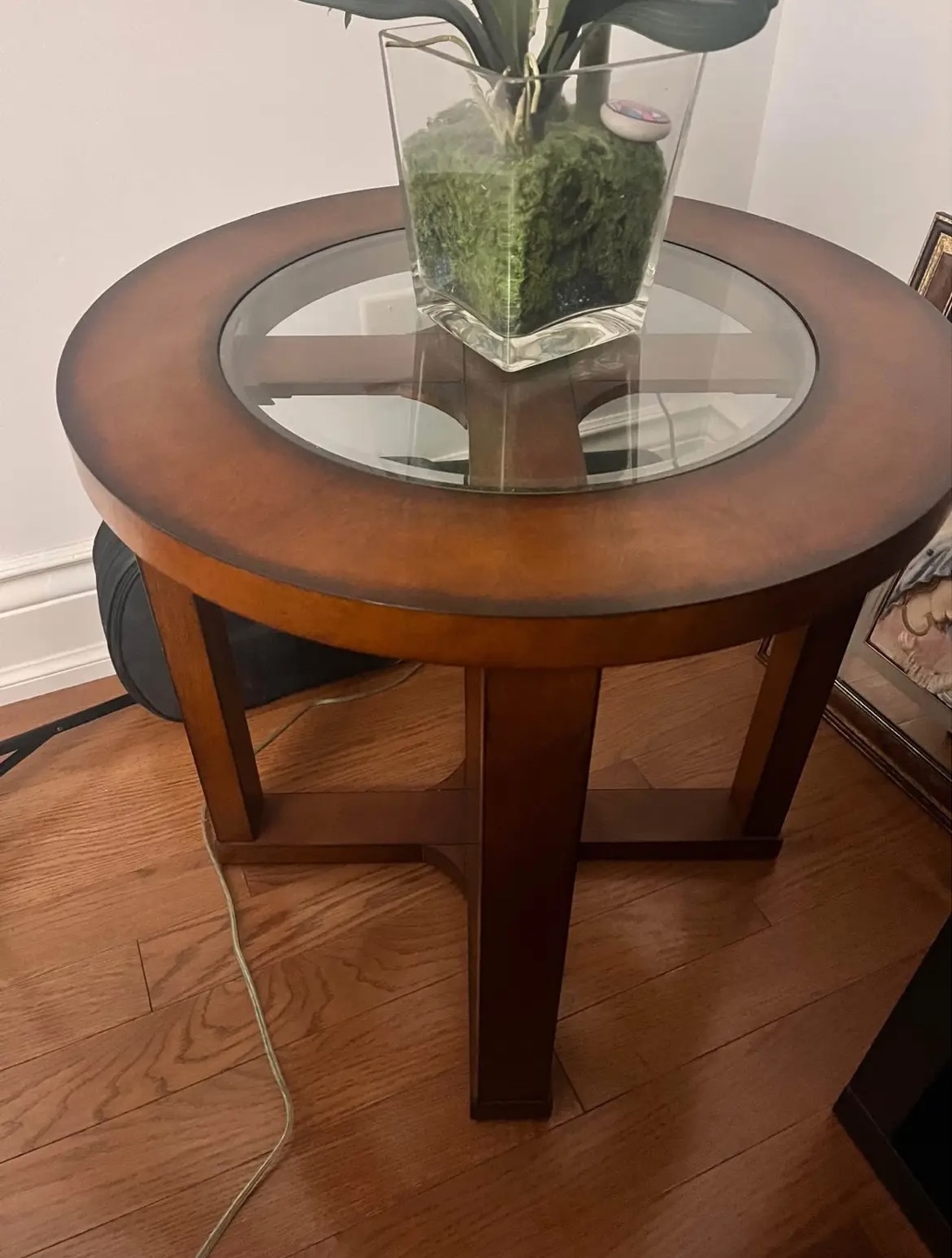 Round Glass Top End Table