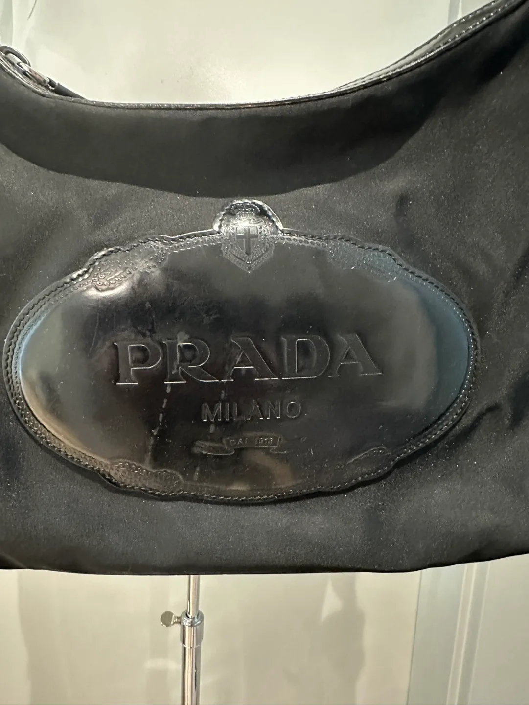 Authentic Prada Black Nylon leather detailed Shoulder Bag image indicator(2)