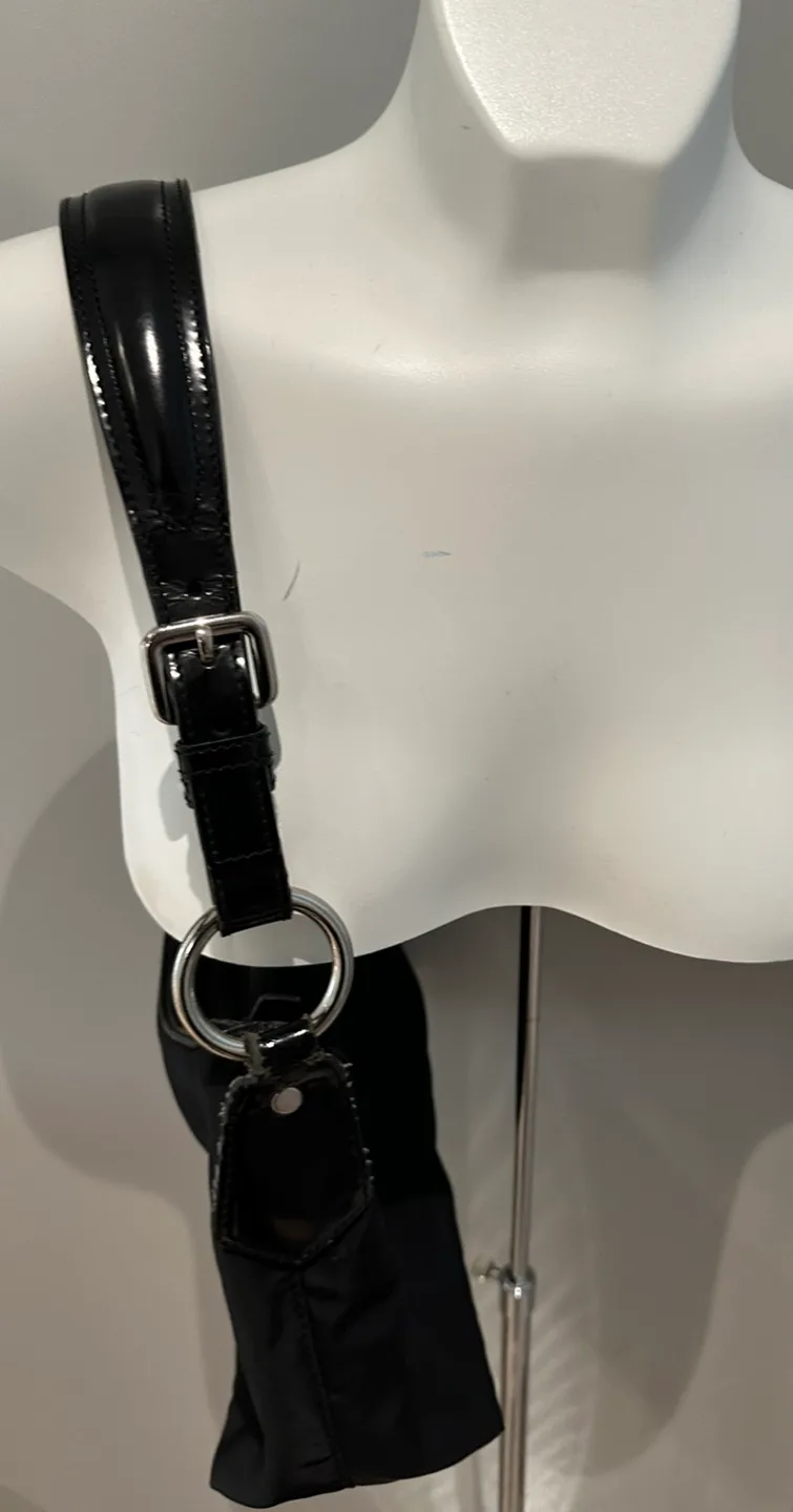 Authentic Prada Black Nylon leather detailed Shoulder Bag image indicator(5)