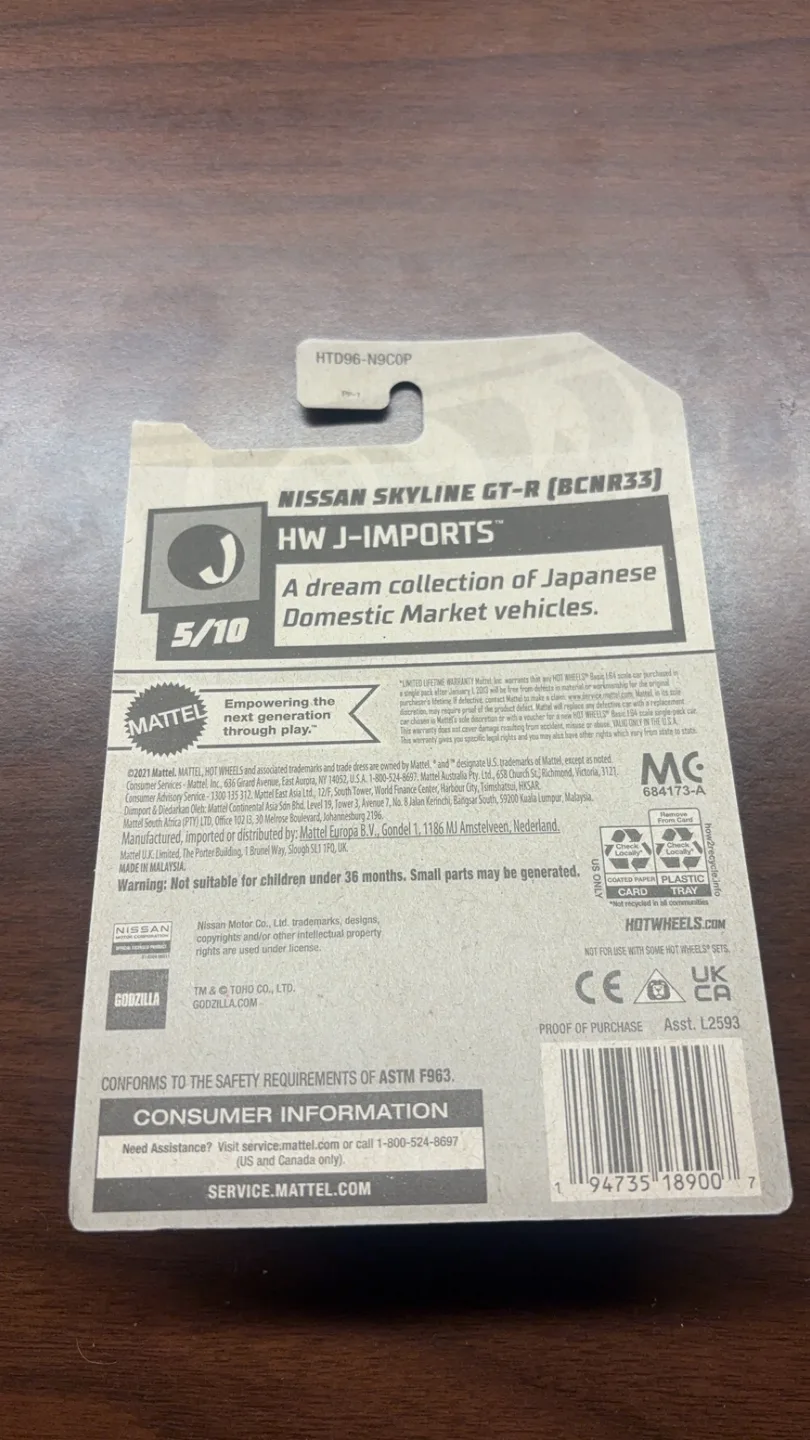 Hot Wheels Godzilla Nissan Skyline GT-R (BNR33) image indicator(2)