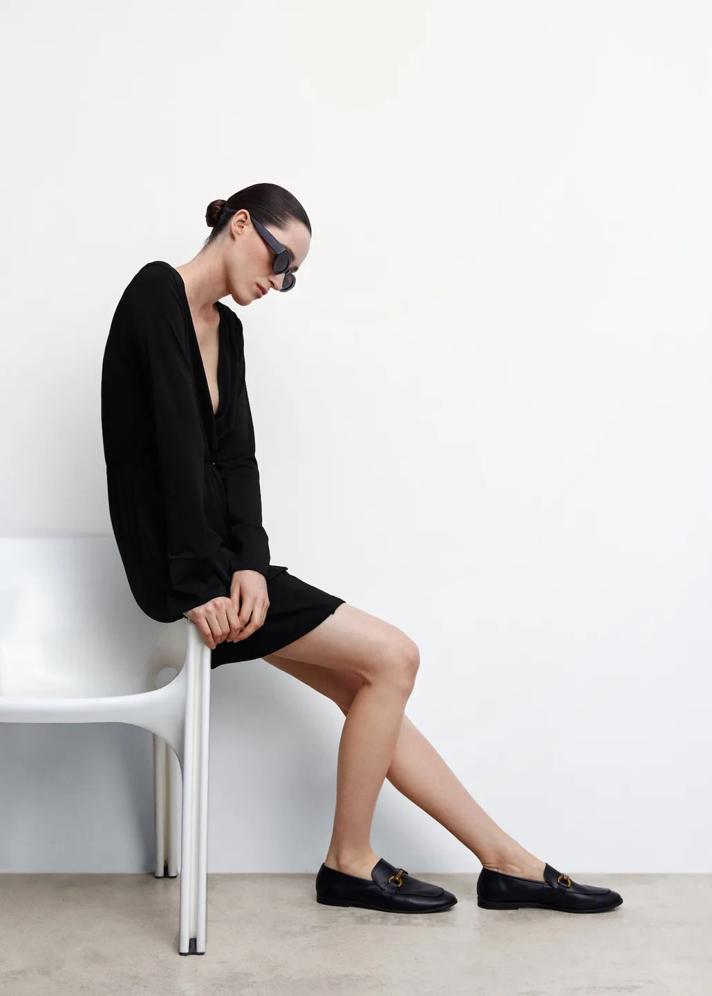 New mango wrap black mini dress size large image indicator(4)