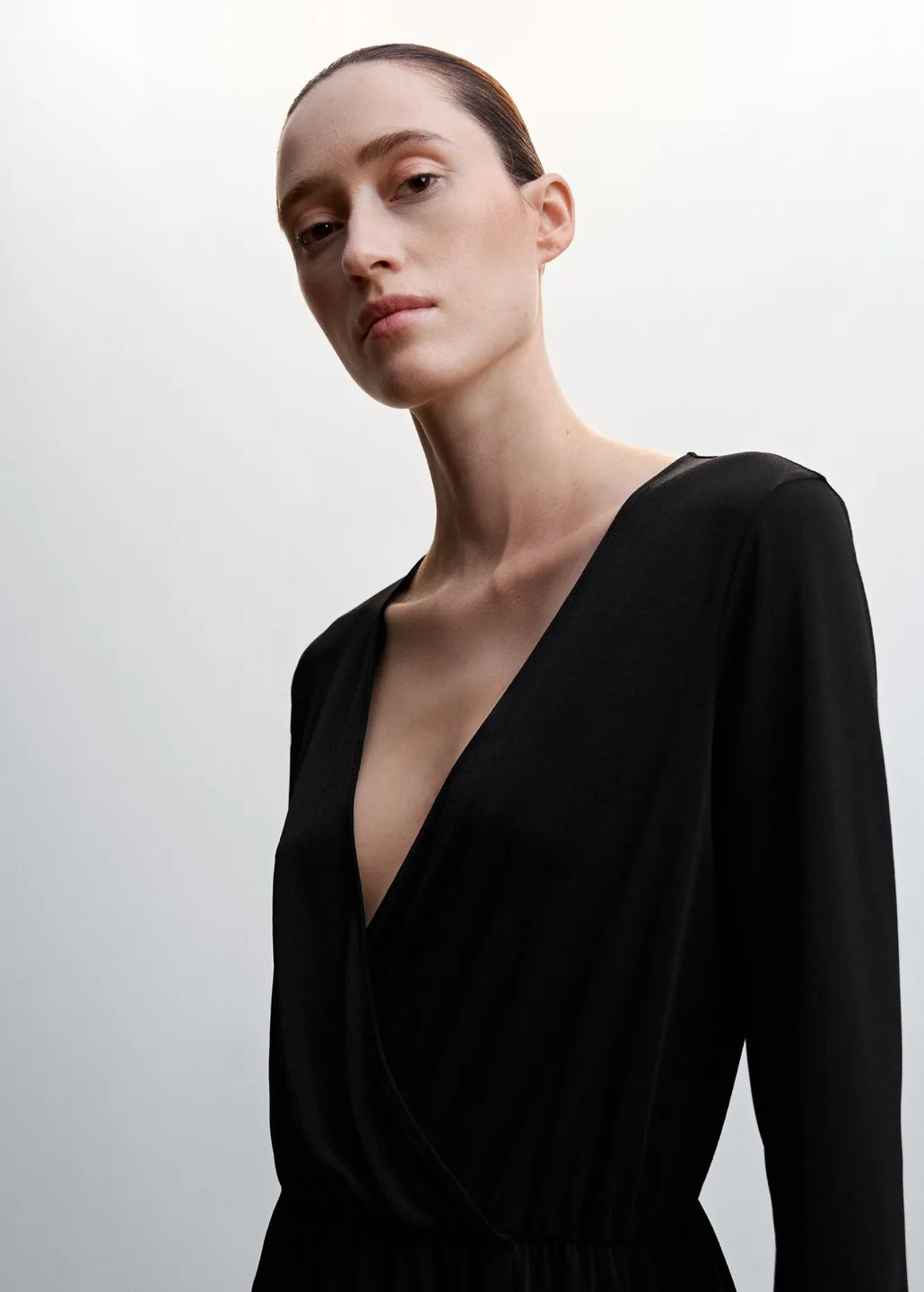 New mango wrap black mini dress size large image indicator(3)