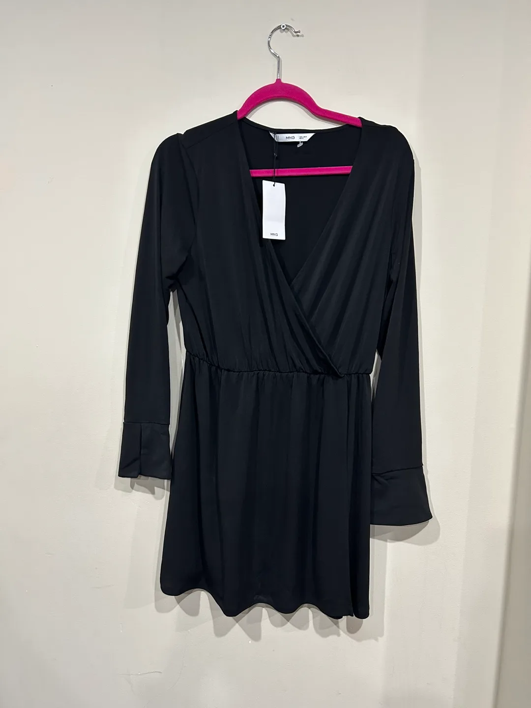 New mango wrap black mini dress size large image indicator(5)