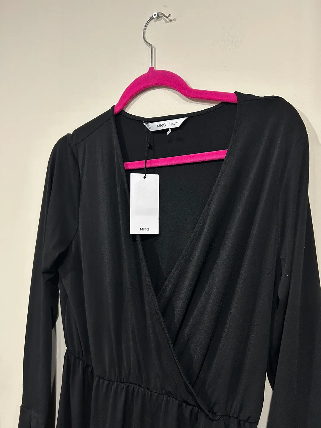 New mango wrap black mini dress size large image indicator(6)