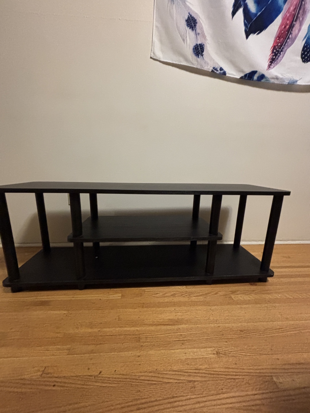 Black TV Stand with Two Shelves