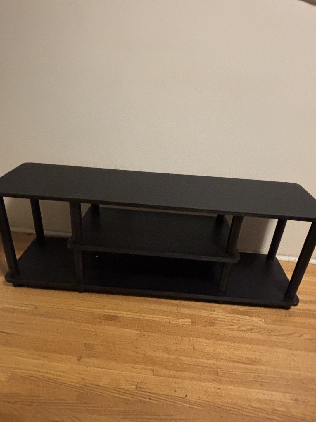 Black TV Stand with Two Shelves - photo 2