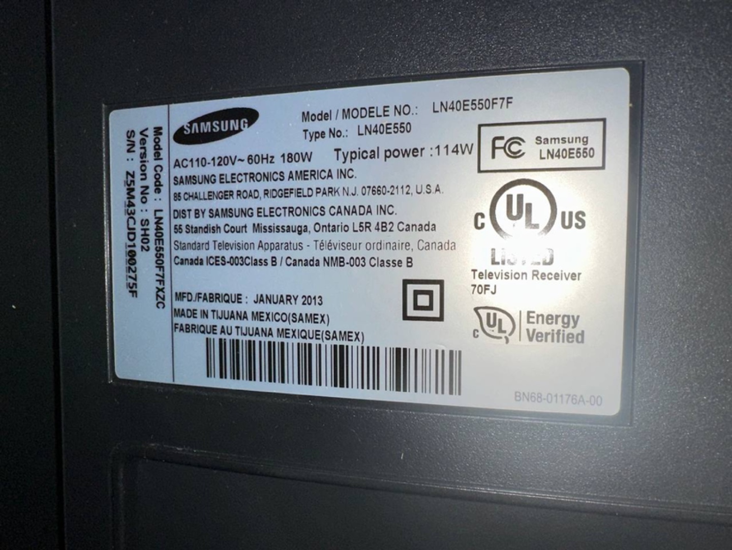 Samsung LN40E550F7F 40-inch LCD HDTV - photo 2
