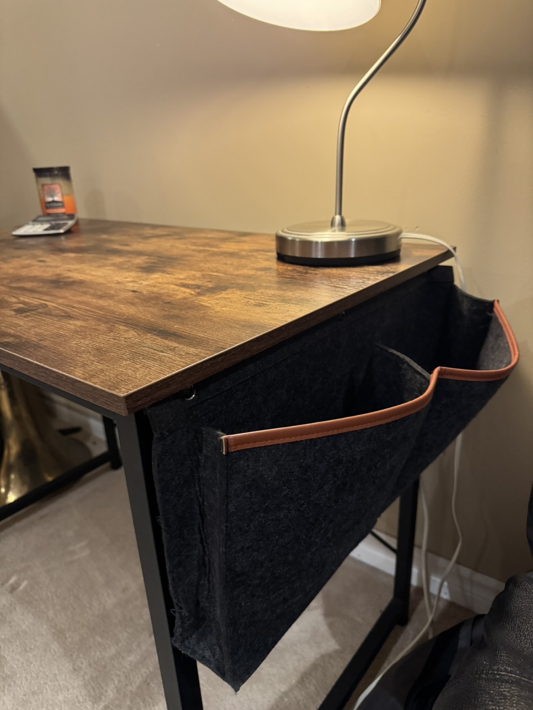 Rustic Brown Writing Desk with Metal Frame - photo 2