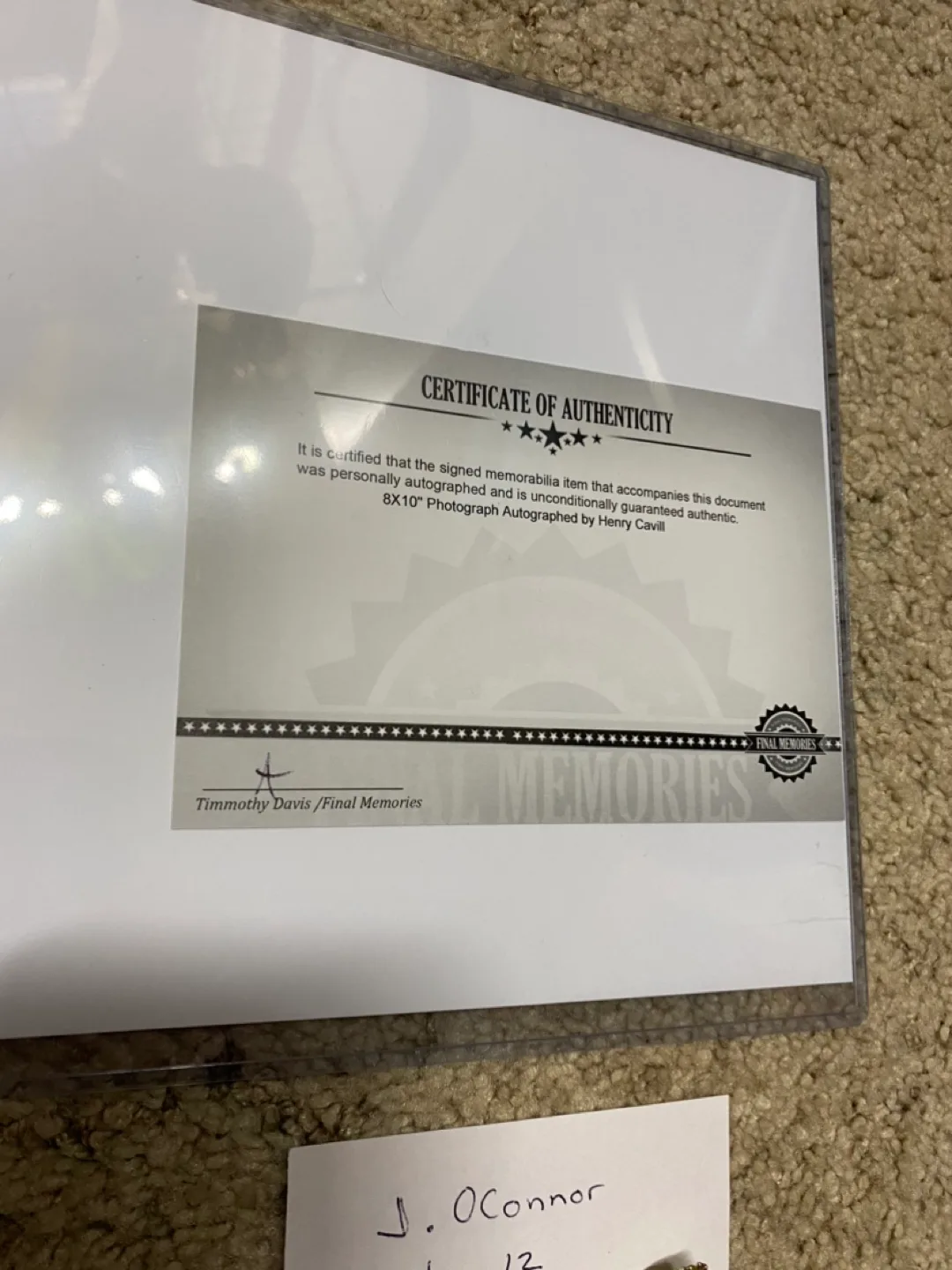 Henry Cavill Autographed Superman Photo - Final Memories COA image indicator(2)