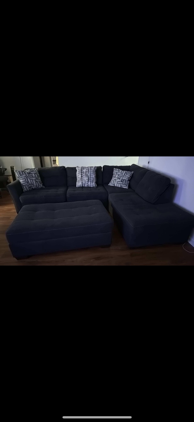 Dark Gray Sectional Sofa with Ottoman - photo 2