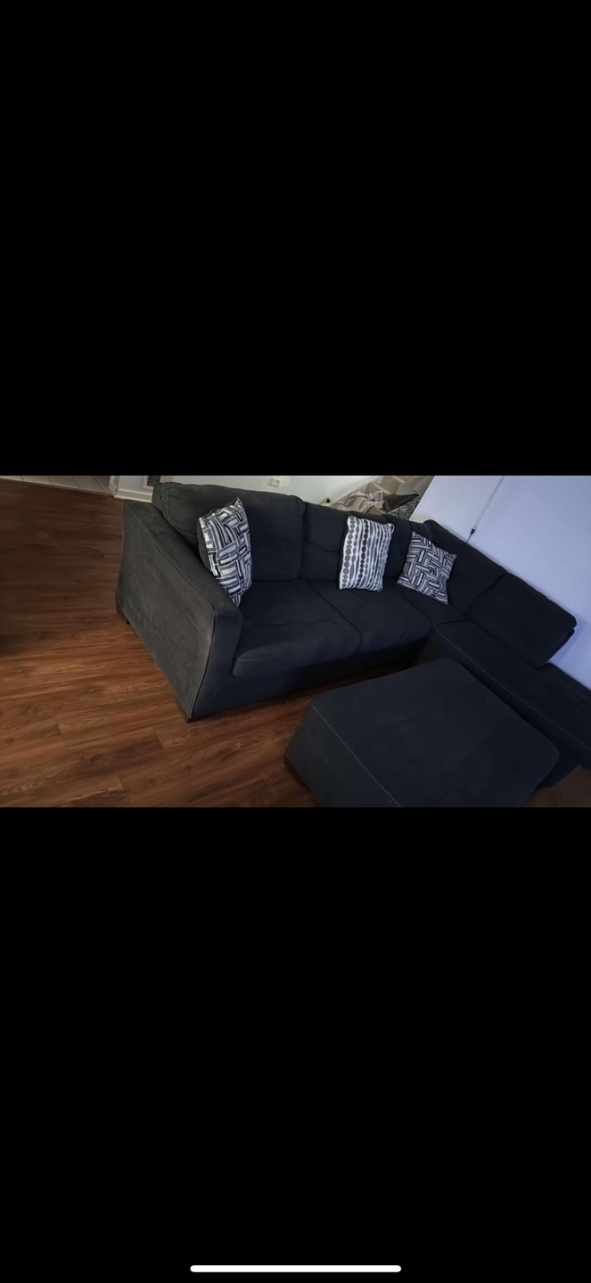 Dark Gray Sectional Sofa with Ottoman