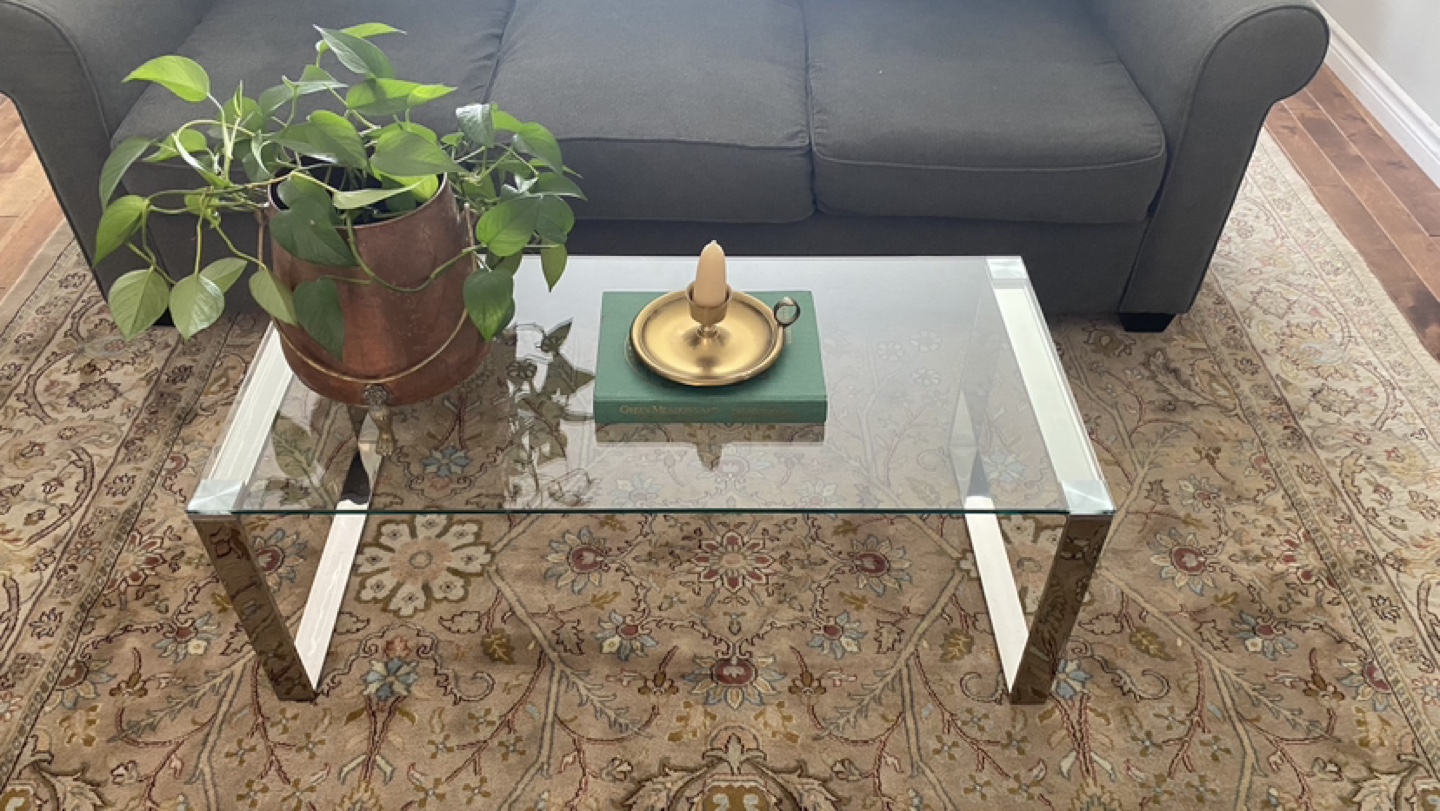 Modern Glass Coffee Table with Chrome Legs