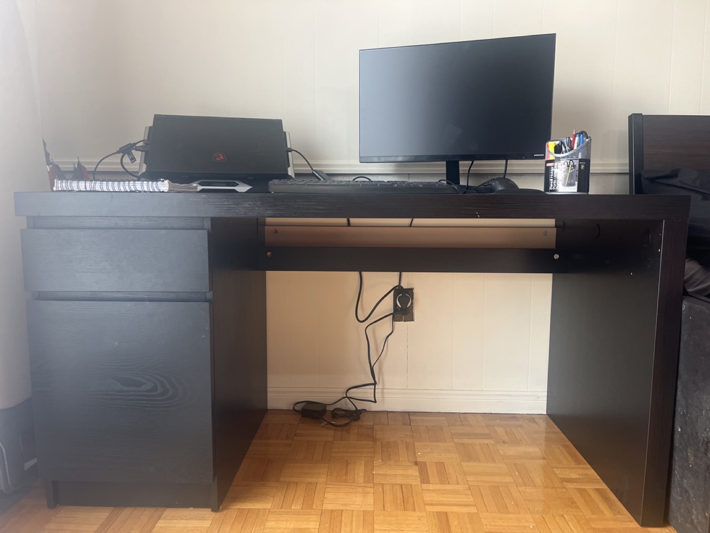 Black IKEA Desk with Drawers