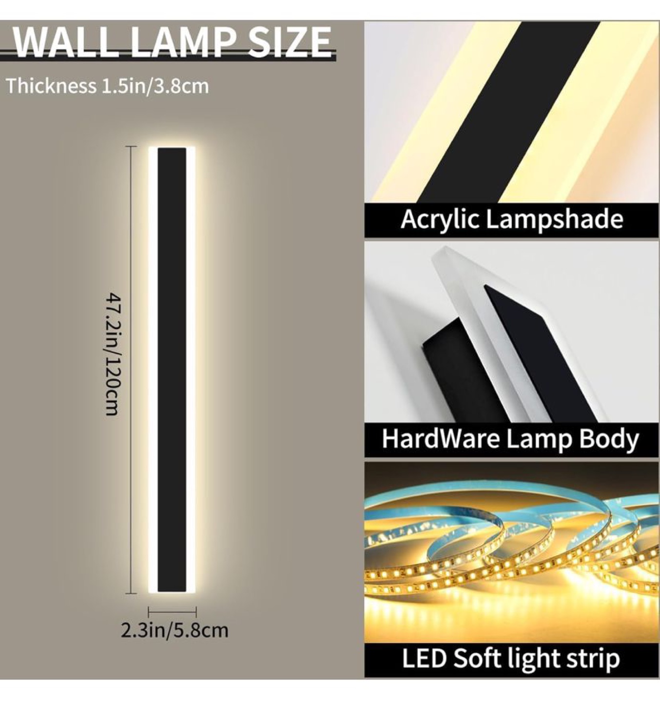 Modern LED Outdoor Wall Light Fixture - Black - photo 3