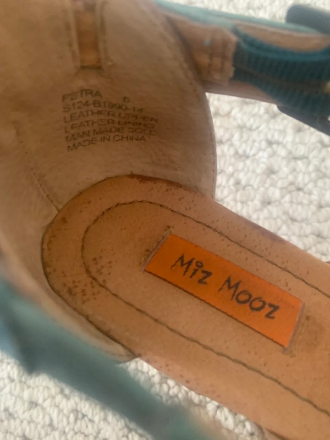 Miz Mooz Brown and Teal Leather Wedge Sandals image indicator(6)