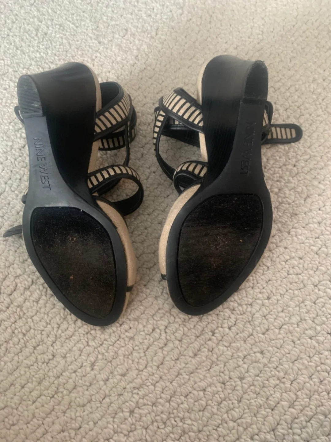 Nine West Women's Beige and Black Wedge Sandals image indicator(5)