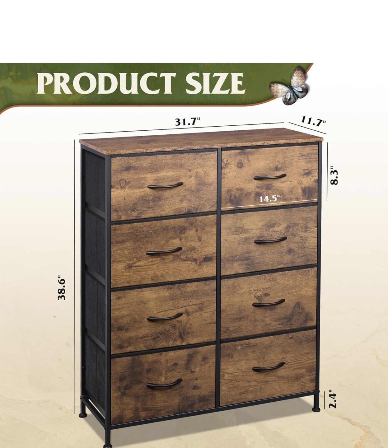 Rustic 8-Drawer Chest - Industrial Style Storage - photo 2