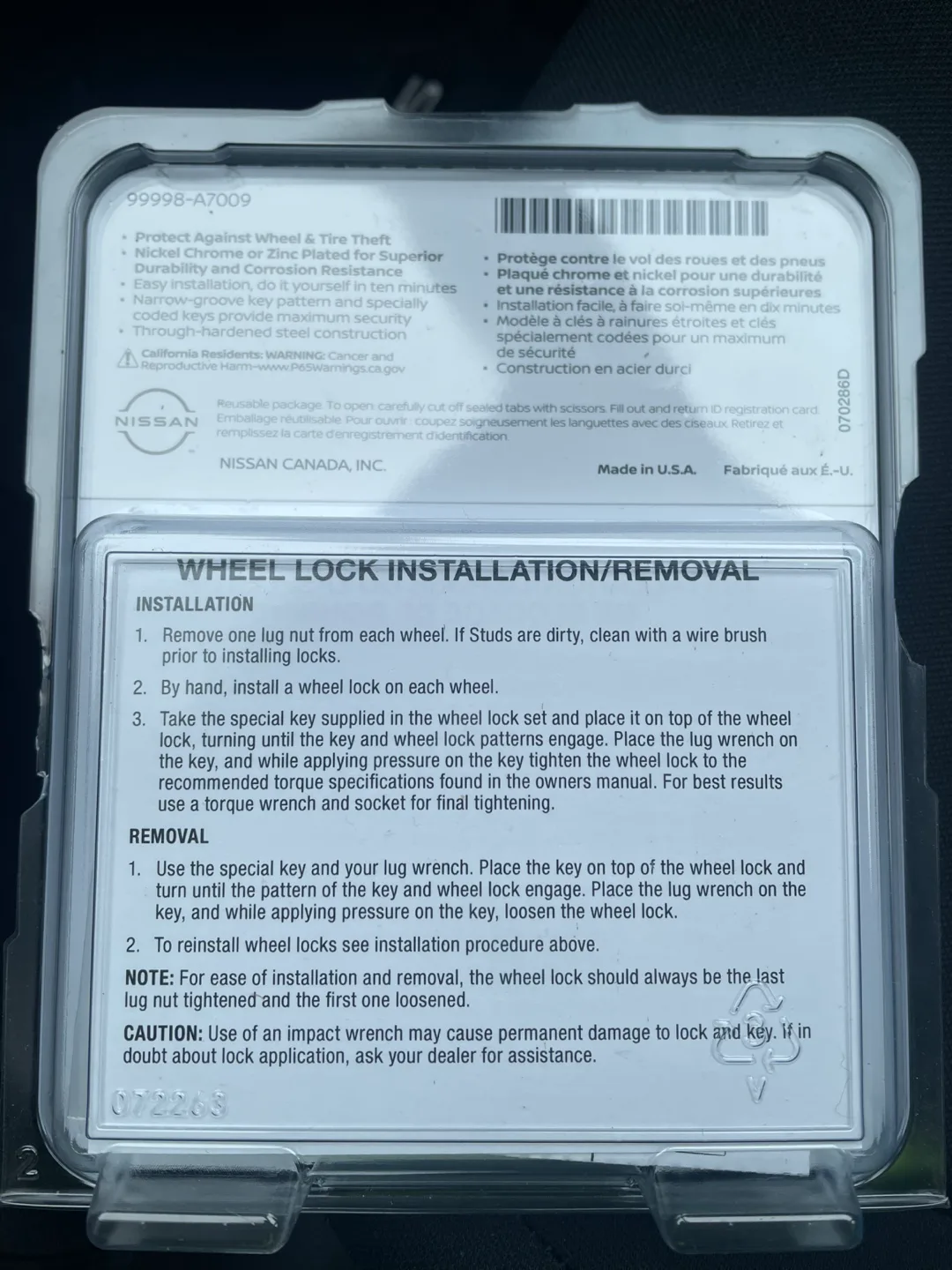 Nissan Genuine Wheel Locks - Set of 4 image indicator(2)