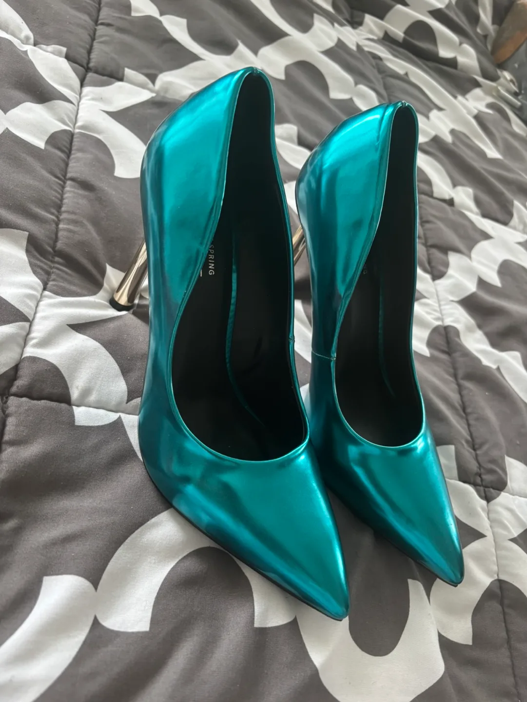 Call It Spring Teal Metallic Pointed-Toe Heels thumbnail