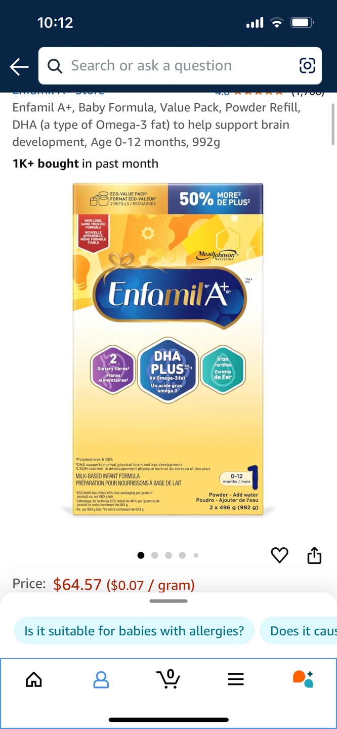 Enfamil A+ Baby Formula, brand new, 992 g
