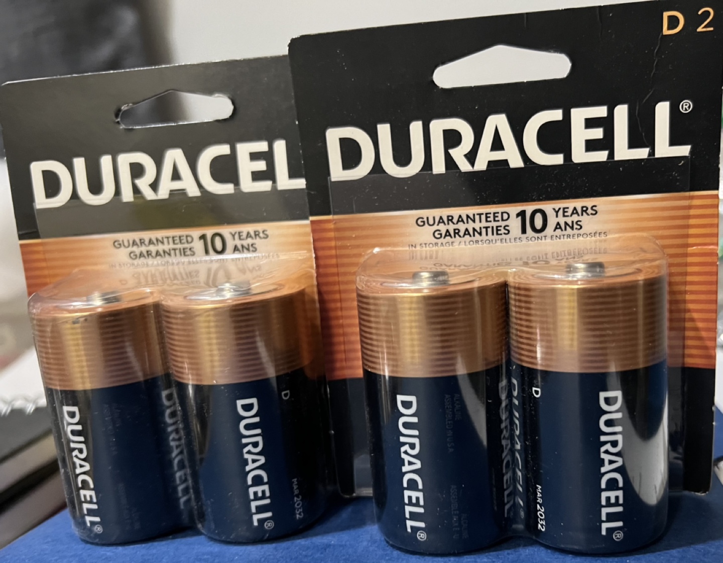 Four Duracell D Batteries